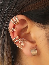 cheap Women&#039;s Earring-Gold Ear Cuff Set – Non-Piercing Alloy Ear Wraps with Unique Design, Minimalist Style for Women, Perfect for Parties, Everyday Wear and Gifts