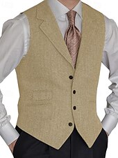 cheap Men&#039;s Vest-Men&#039;s Vest Gilet Vacation Business Daily Date Fashion Casual Spring &amp;  Fall Buttons Pocket Polyester Comfortable Plain Single Breasted One-button Lapel Regular Fit Black Red Burgundy Navy Blue Vest