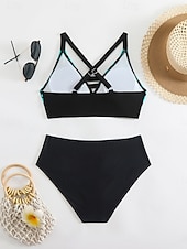 voordelige Bikinisets-Dames Zwemkleding Bikini 2 stuks Brutaal Zwempak Blote rug Slank Vakantie Strand Kleding Grafisch V-hals Mouwloos Badpakken
