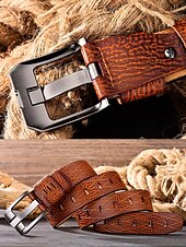 preiswerte Herrengürtel-Herrengürtel aus echtem Leder mit robuster Metallschnalle – klassischer Vintage-Stil für Freizeit und formelle Kleidung