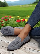 economico Ballerine da donna-scarpe basse da donna pieghevoli in maglia viola con design traspirante - scarpe da viaggio leggere per attività casual e all&#039;aperto
