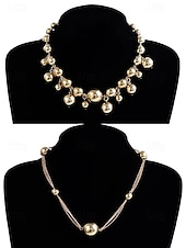 billiga Kvinnors halsband-guld statement halsband och örhängen set – djärva bubbeldesignsmycken för kvinnor, perfekta för fester, bröllop och speciella tillfällen