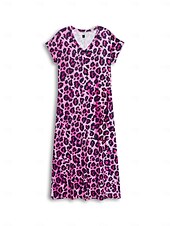 levne Šaty umění a designu-Dámské maxi šaty sundress shift šaty letní šaty streetwear sexy spadlý rukáv dovolená párty prázdniny regular fit leopardí krátký rukáv V výstřih růžové modré khaki léto jaro