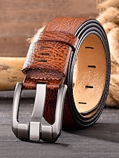 preiswerte Herrengürtel-Herrengürtel aus echtem Leder mit robuster Metallschnalle – klassischer Vintage-Stil für Freizeit und formelle Kleidung