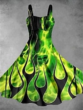abordables Robes fleuries décontractées-Femme Robe mi-longue Robe d&#039;été mode Décontractées Vacances Intérieur Rendez-vous Ajustable Graphic Sans Manches A Bretelles Jaune Vert Claire Vert foncé Vert Eté