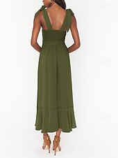 cheap White Graduation Dresses-Women&#039;s Long Dress Maxi Dress Graduation Dress A Line Dress Summer Dress Cami Dress Elegant Stylish Vacation Daily Date Regular Fit Plain Sleeveless Square Neck Black White Light Green Pink Summer