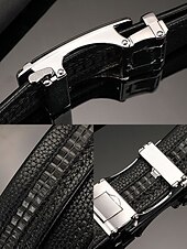 levne Pánské opasky-pánský nastavitelný černý kožený pásek s elegantní kovovou přezkou - pravá kůže, přizpůsobitelná délka, ideální pro obchodní příležitostné a svatební příležitosti