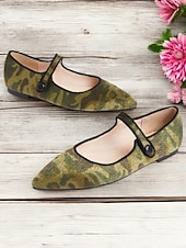 ieftine Pantofi Joși de Damă-pantofi Mary Jane pentru damă cu imprimeu camuflat – material din păr de ponei artificial, pantofi cu vârf ascuțit, confortabili, cu talpă moale, ideali pentru ținute casual, activități în aer liber și stil de zi cu zi
