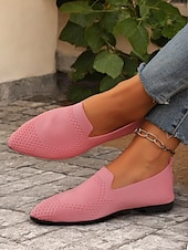 preiswerte Ballerinas für Damen-rosafarbene Slipper aus Strick für Damen mit atmungsaktivem Design – leicht und bequem für die Freizeit, die Arbeit und auf Reisen