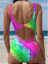 abordables Maillots de bain une pièce-Maillots de bain femmes maillot de bain une pièce imprimé papillon multicolore sans manches col rond tissu extensible mode plage été disponible en plusieurs tailles