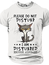 cheap Men&#039;s Funny T shirts-Men&#039;s Cat Funny T Shirt Short Sleeve T shirt 3D Print Crew Neck Shirt Fashion Daily Street Daily Light Blue White Light Green Summer Spring Clothing Apparel S M L XL XXL XXXL