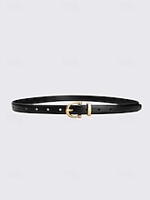 levne Dámský pásek-kožený pásek pro ženy – slim fit, klasická zlatá spona, nastavitelný, ideální pro běžné nošení i do práce