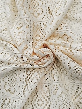 tanie Koronkowe topy-Damskie Koszula Koszula Boho Elegancja Długi rękaw Biskup Kołnierzyk koszuli Długie topy Codzienny Święto Oczko Beżowy Lato Wiosna Jesień