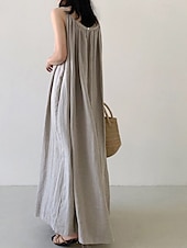 cheap Dresses-Women&#039;s Long Dress Maxi Dress Linen-Inspired Dresses Casual Dress Cotton Linen Dress Slip Dress Stylish Casual Vacation Daily Date Regular Fit Plain Sleeveless Crew Neck Black Navy Blue Gray Summer
