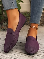 preiswerte Ballerinas für Damen-rosafarbene Slipper aus Strick für Damen mit atmungsaktivem Design – leicht und bequem für die Freizeit, die Arbeit und auf Reisen