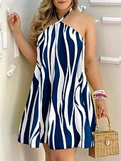 olcso Sundresses-Női Mini ruha hétköznapi ruha Slip ruha Stílusos Alkalmi Vakáció Napi Normál Ombre Csík Ujjatlan Kötőfék nyaka Sötétkék Bíbor Nyár
