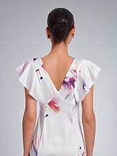 cheap Casual Dress-Flutter Sleeve Fitted Midi Dress