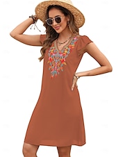 economico Abiti boho-San Valentino Per donna Normale Mini abito Abiti Boho Chic Abito linea A Abito boho Boemia Moda Classico Ad aletta Freddezza Da mare Feste Giornaliero Adattabile Fantasia geometrica Liscio Senza