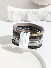 billige Damearmbånd-lærarmbånd for menn med anheng i livets tre – flerlagsdesign med perler, justerbart, stilig for casual og boho-stil