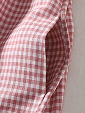 abordables vestidos estampados de algodón y lino-Mujer Vestido maxi Vestidos de lino y algodón Vestido informal Vestido de Tanque Vestido largo de algodón Básico Casual Vacaciones Diario Ajuste regular Plaid Sin Mangas Escote en Pico Rojo Verano