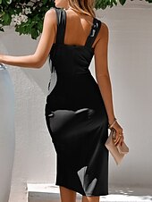 levne Bodycon Club Dresses-Dámské Midi šaty Šaty na párty Formální šaty Zavazovací šaty Elegantní Formální Párty Svatební host Zásnuby Běžný Bez vzoru Bez rukávů Do V Černá Tmavě zelená Světle modrá Léto Jaro Podzim