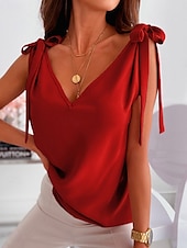 billige Tanks og camisole til kvinner-Dame Cami Top Ensfarget Stilren Casual Ermeløs Stroppe Vanlige Topper Daglig Svart Hvit Rød Sommer