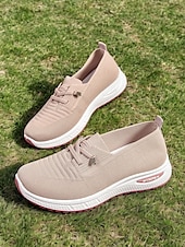 ieftine Adidași de Damă-adidași de damă gri din tricot cu talpă cu pernă de aer – pantofi ușori și respirabili pentru mers, călătorii și ținute casual
