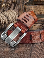 preiswerte Herrengürtel-Herrengürtel aus echtem Leder mit robuster Metallschnalle – klassischer Vintage-Stil für Freizeit und formelle Kleidung