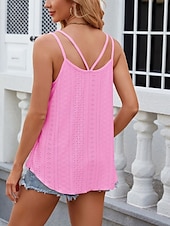 preiswerte Tank-Shirts &amp; kurze Jäckchen für Damen-Damen-Top Camisole Tank Unifarbene Stilvolle Lässige Ärmellose U-Hals Reguläre Tops Tägliche Ösen Weiß Gelb Pink Wein Sommer