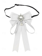 baratos Lenços Femininos-gravata borboleta elegante bordô com pingente de joia – acessório feminino estilo vitoriano para eventos formais, casamentos e cosplay