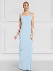 preiswerte Mit Jacke-Jackenkleid Brautmutter Langarm mit Spitzen-Rüschen Chiffon Elegant Vintage Rundhals Bodenlang Kleid Cascading Rüschen