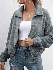 abordables Doudounes &amp; Parkas-Femme Veste Polaire Manteau en peluche Chaud Respirable Zippé Poche Doublé en Polaire Décontractées Bloc de couleur Vacances Plein Air Usage quotidien Sortie fermeture Éclair Col rabattu Standard