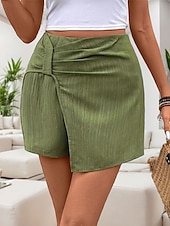economico Pantaloncini-Per donna Chino Skort Pantaloncini a farfalla Di tendenza Streetwear Breve Vita alta Liscio comodo Morbido Comodo Media elasticità Esterno Strada Verde Estate Standard