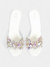 cheap Semi-Formal-Women&#039;s Rhinestone Embellished Clear Platform Heels – Glamorous Open-Toe Wedding Shoes for Brides and Evening Events