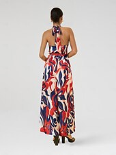 cheap Jumpsuits-Satin Loose Floral Wide-leg Belted Jumpsuit