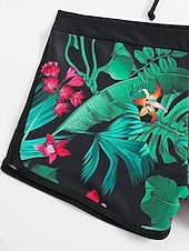 billiga Bikinis-Dam Badkläder Bikini 2 st Pojkeben Baddräkt Öppen rygg Hög midja Smal Semester Standkläder Grafisk Halterneck Ärmlös Baddräkter