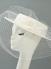 billige Fascinators-Headdress Sinamay Veil Hat Wedding Elegant Vintage Cute With Cap Headpiece Headwear Fascinators Race Day Dress