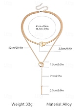 voordelige Dames ketting-gelaagde zilveren ketting met cirkel- en staafhanger, minimalistische statement sieraden voor vrouwen, perfect voor feestjes, dates en dagelijks gebruik