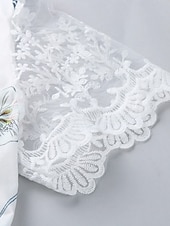お買い得  花柄のドレスを印刷する-女性用 標準 EU / USサイズ ミディドレス 長袖ボヘミアンドレス サンドレス エレガントなドレス エレガント ボヘミア トロピカル風 レーススリーブ パーティー 日常 デート ルーズフィット フラワー マーブルプリント 半袖 Ｖネック ライトピンク ホワイト ブルー ライトパープル 夏 春 秋