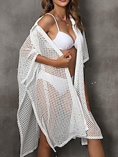 preiswerte Kaftane-Damen Badeanzug Zudecken Schwimm-Kleid Bademode Ausgeschnitten Urlaub Strandbekleidung Glatt Langarm Badeanzüge