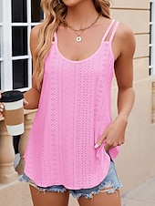 preiswerte Tank-Shirts &amp; kurze Jäckchen für Damen-Damen-Top Camisole Tank Unifarbene Stilvolle Lässige Ärmellose U-Hals Reguläre Tops Tägliche Ösen Weiß Gelb Pink Wein Sommer
