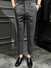 cheap Slim-Men&#039;s Dress Pants Trousers Chinos Buttons Pocket Solid Color Comfort Ankle-Length Formal Party Work Fashion Classic Style Black Khaki Micro-elastic