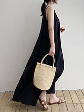 cheap Dresses-Women&#039;s Long Dress Maxi Dress Linen-Inspired Dresses Casual Dress Cotton Linen Dress Slip Dress Stylish Casual Vacation Daily Date Regular Fit Plain Sleeveless Crew Neck Black Navy Blue Gray Summer