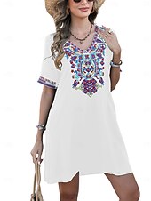 ieftine Rochii Boho-Ziua Îndrăgostiților Pentru femei Normal Rochie Mini Rochii Boho Chic Rochie A line Rochie Boho Boemia Stilat Clasic Cu Mâneci La Cot Vacanță Petrecere Zilnic Potrivire Formă Geometric Simplu Manșon