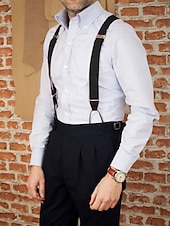 billiga Herrslipsar &amp;amp; flugor-elastiska justerbara hängslen för män – mångsidig design med y-rygg med läderöglor och clip-on alternativ, lämplig för högtidlig klädsel, bröllop eller affärskläder