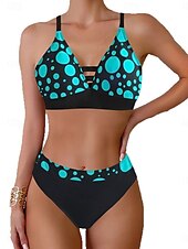 voordelige Bikinisets-Dames Zwemkleding Bikini 2 stuks Brutaal Zwempak Blote rug Slank Vakantie Strand Kleding Grafisch V-hals Mouwloos Badpakken