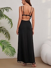 preiswerte Weiße Freizeitkleider-Damen Maxidress Weißes Kleid Casual kleid Wickelkleid Basic Brautkleider schlicht Urlaub Täglich Strand Regular Fit Glatt Ärmellos Gurt Schwarz Weiß Sommer