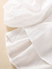 abordables Chemises-Femmes Chemise Chemisier Chemises en coton et lin Couleur Unie Basique Occasionnel manche longue Col ras du cou Hauts Réguliers Quotidien Broderie Blanche Rose Claire Fuchsia Vert Été Printemps