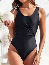 billige Onepiece badedrakter-Dame Badetøy Ett stykke Monokini Badedrakt Åpen rygg Midjekontroll Høy Midje Tynn Ferie Strand Klær Helfarge U-hals Ermeløs Badedrakter
