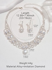 economico Collana da donna-set di collana e orecchini in cristallo dorato da donna – eleganti gioielli con strass per matrimoni, feste e occasioni speciali